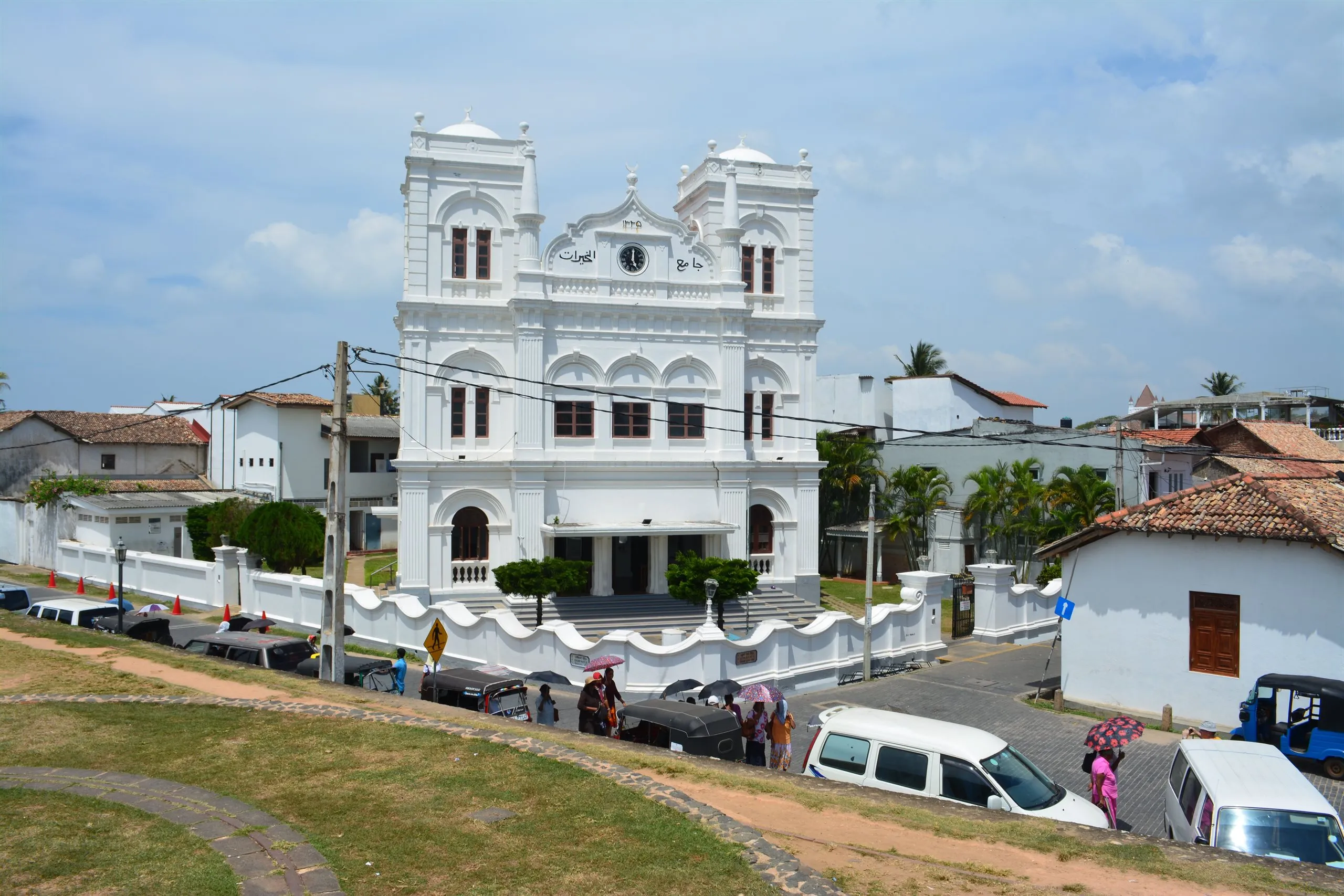 The white Meeran Jumma mosque inside the walls of Galle fort