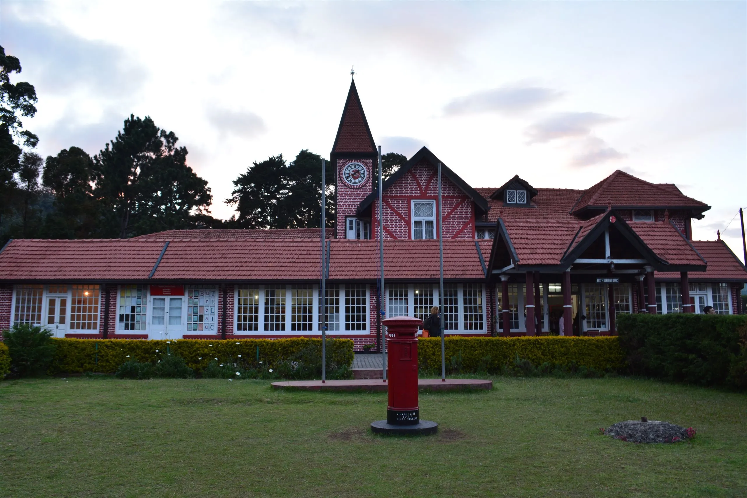 The red-brick colonial post office at Nuwara Eliya at dusk