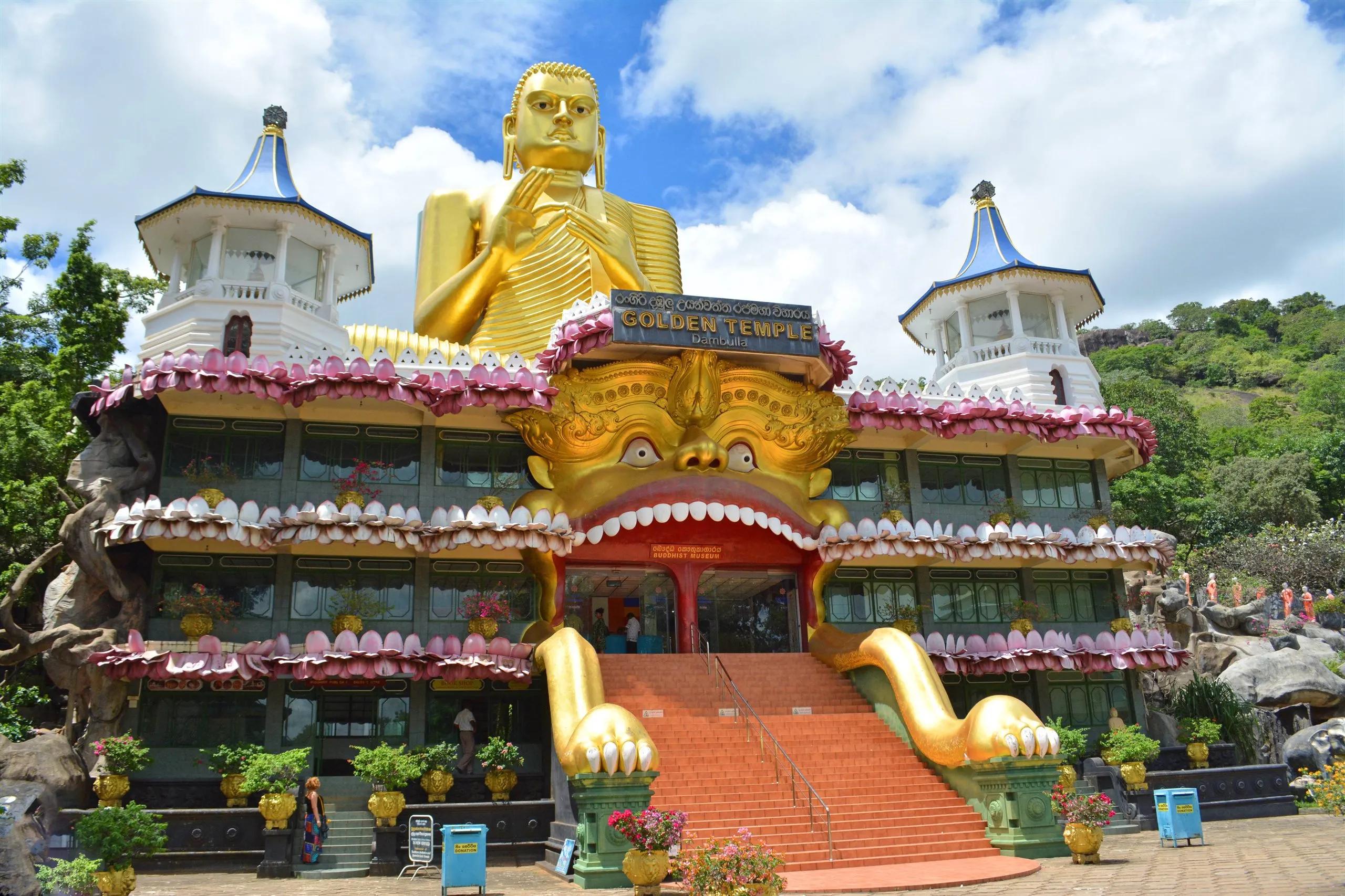 The golden facade of the Dambulla cave temple