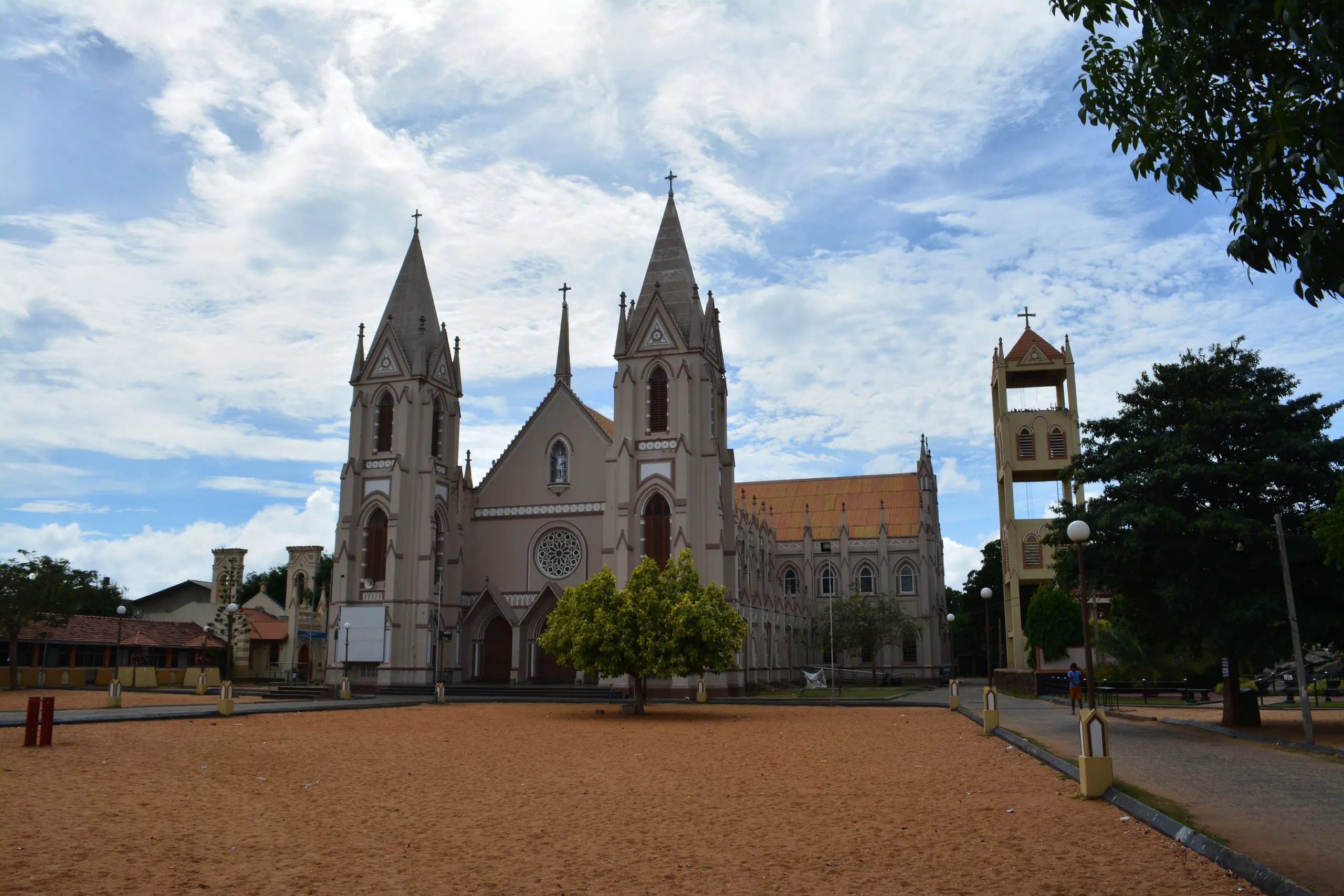 The twin spires of St Sebastian's church in Negombo